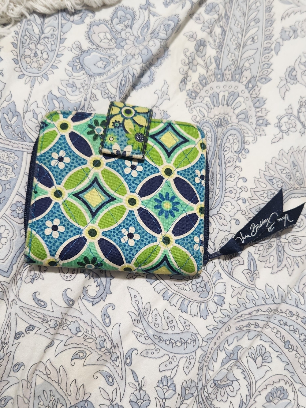 Vera Bradley Blue & Green Floral Quilted Wallet - Picture 1 of 5